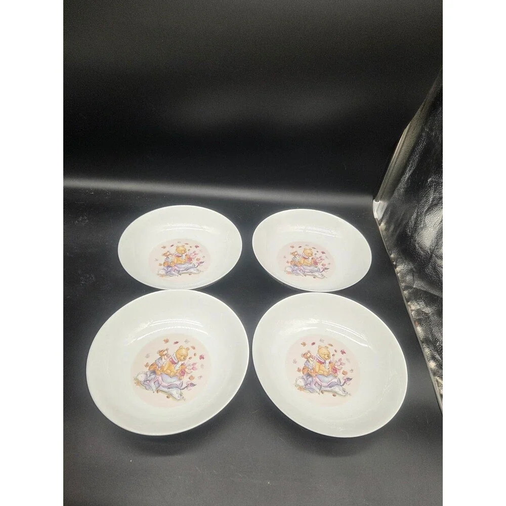 4 Disney Winnie The Pooh Tigger Piglet Eeyore Autumn Ceramic Pasta Dinner Bowl